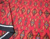 AUTHENTIC IKAT Fabric, Ethnic Fabric, 100% Cotton, Woven & Handmade, Red, Per Yard