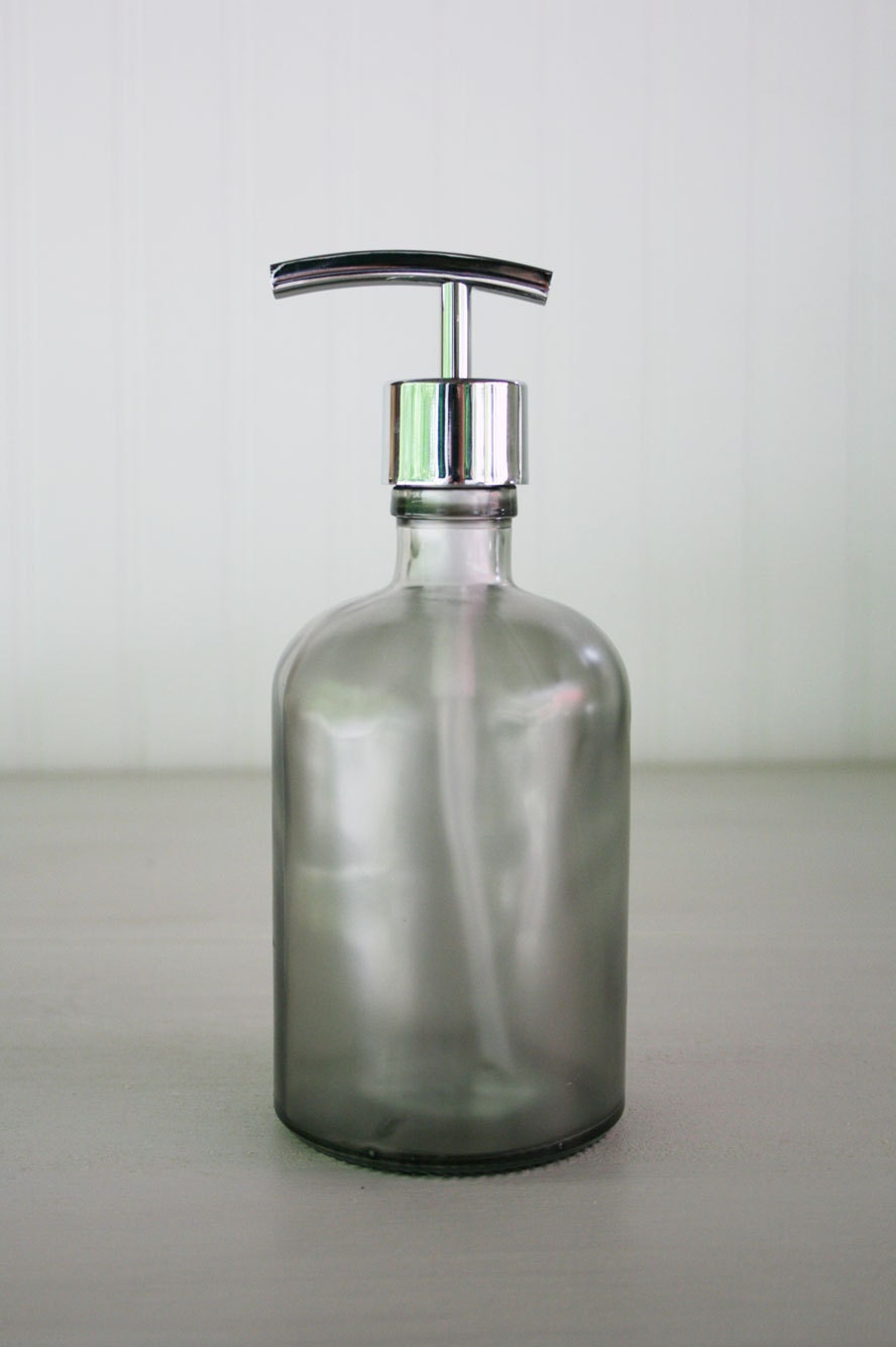 Recycled Glass Soap Dispenser - Beach Sea Glass Grey