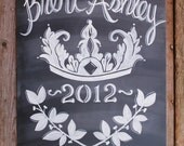 Hand Painted Chalkboard Crown Sign - 18x24 Unframed Chalkboard Art