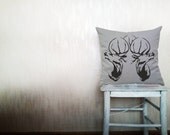 Deer pillow decorative throw pillow cover gray cotton toss pillow case cover hand painted cushion rustic bedding set 18x18 inches ohtteam