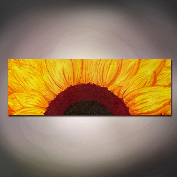 Rise'n'Shine- Original Acrylic Painting, Yellow and Dark Red Flower, Sunflower (Painting No. N021)