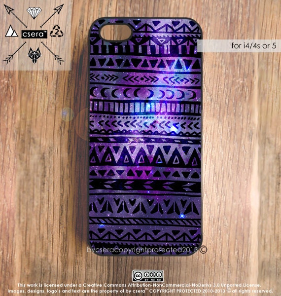 Galaxy iPhone 5 Case, Galaxy iPhone 4 Case, Aztec iPhone 4S Case, Tribal iPhone Case, Silicone Rubber Case, Plastic iPhone Case