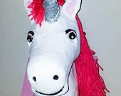 Papier Mache Faux Taxidermy Unicorn - girls room, nursery, handmade