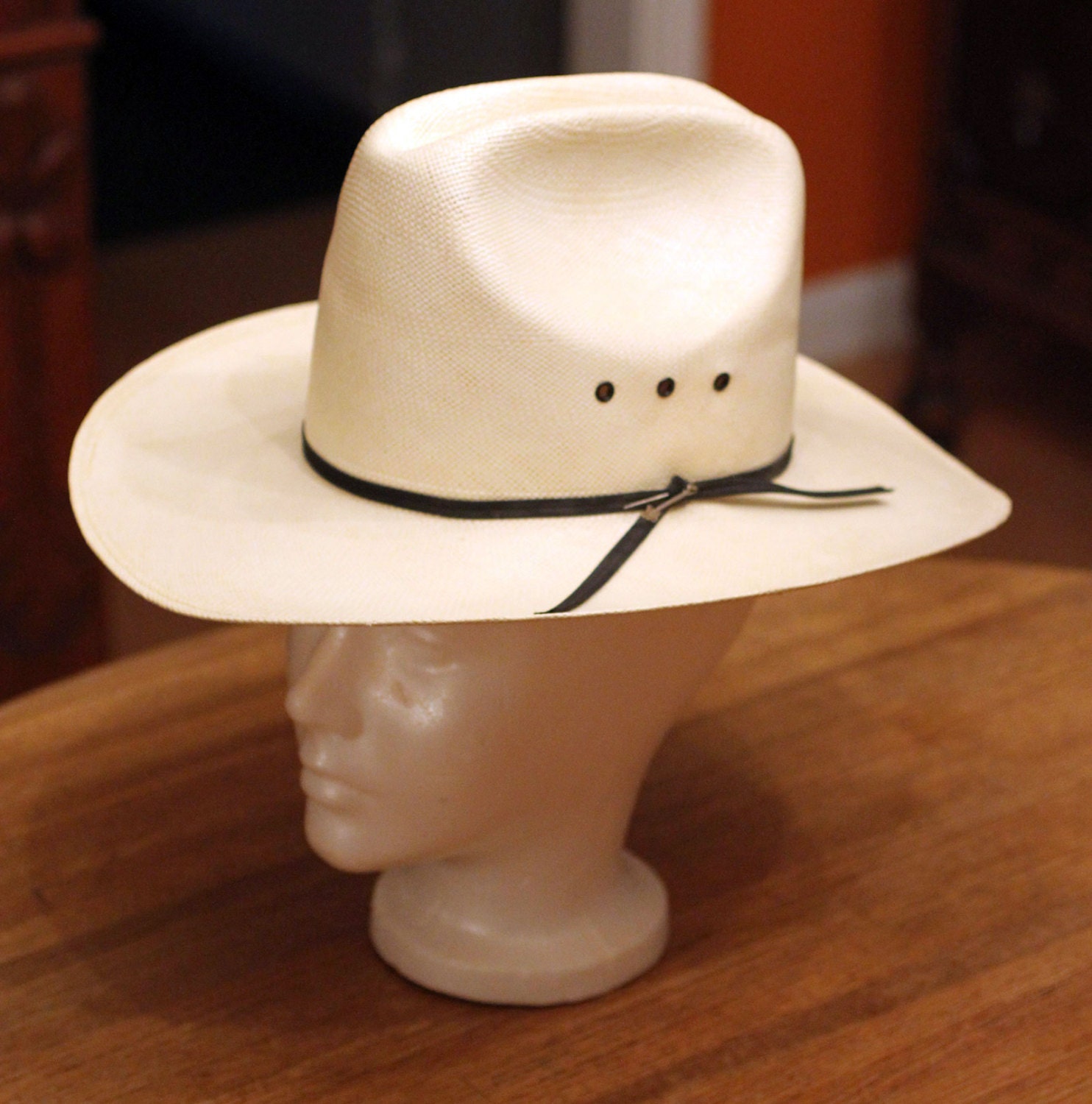 Vintage Stetson Straw Cowboy Western Long Oval By Molotov512