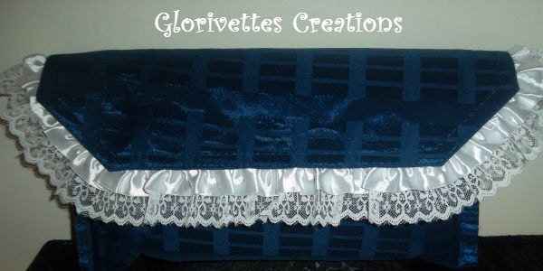 Dark Blue Purse Clutch with White Ruffle