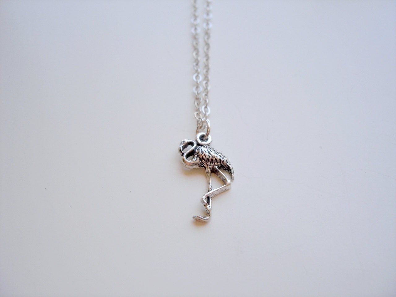Croquet - Tiny Sterling Silver Feminine Flamingo Necklace by Emeline Darling