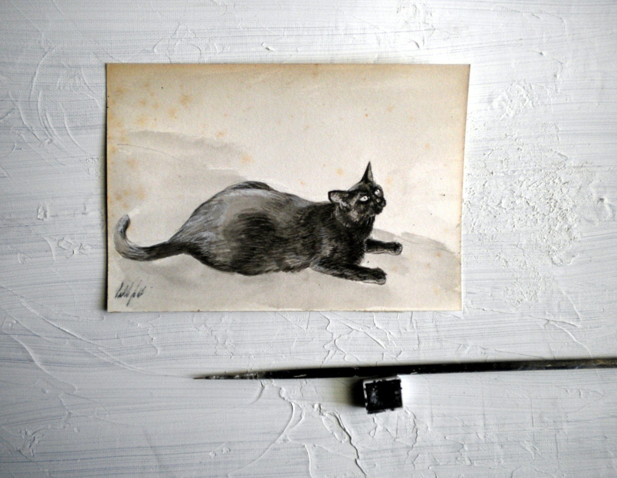 ACEO OOAK Original watercolour: Cat in the street - PBeneforti
