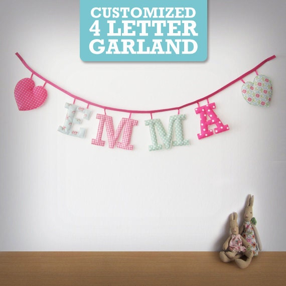 Customized Handmade Fabric Garlands - 4 Letter Name Il_570xn