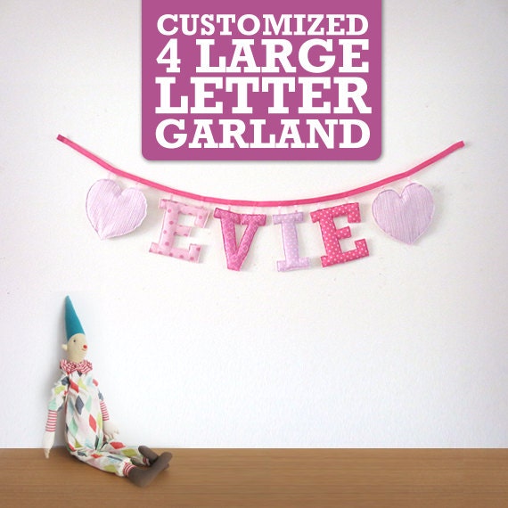Customized Handmade Fabric Garlands - 4 Large Letter Name Il_570xn
