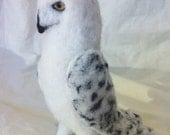 Handmade Needle Felted Female Snowy Owl Miniature Soft Sculpture