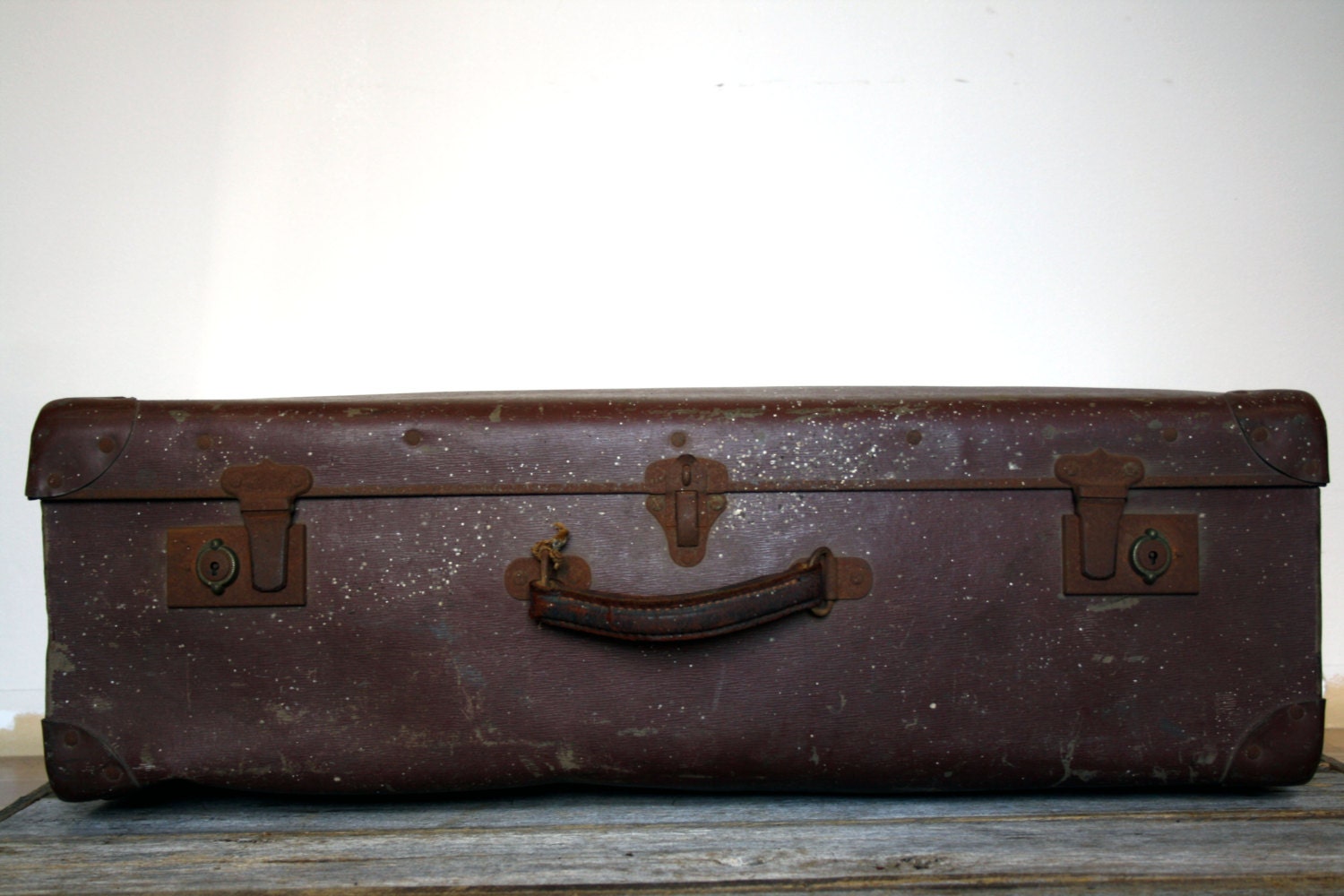 Vintage brown suitcase luggage trunk, made in Australia