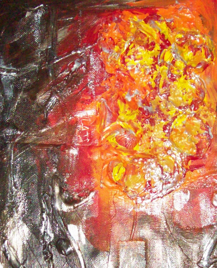Free Shipping Abstract Painting, "Vehemence" Acrylic Painting 8 x 10 inch Anna Werrun Mixed Media