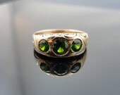 Victorian Three Stone Band Ring with Demantoid Green Garnets in Rose Gold RGGAR122D
