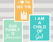 LDS Children's Art - I am a Child of God, I Love to See the Temple, Forever Family - 8x10 or 11x14 YOU print digital file download