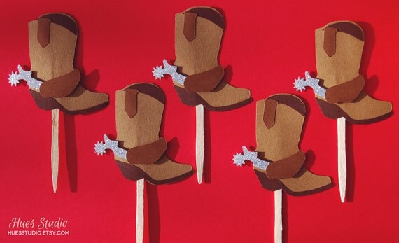 Cowboy Boots Cupcake Toppers - Custom 3D Paper Party Decoration (Set of 12) Il_570xn
