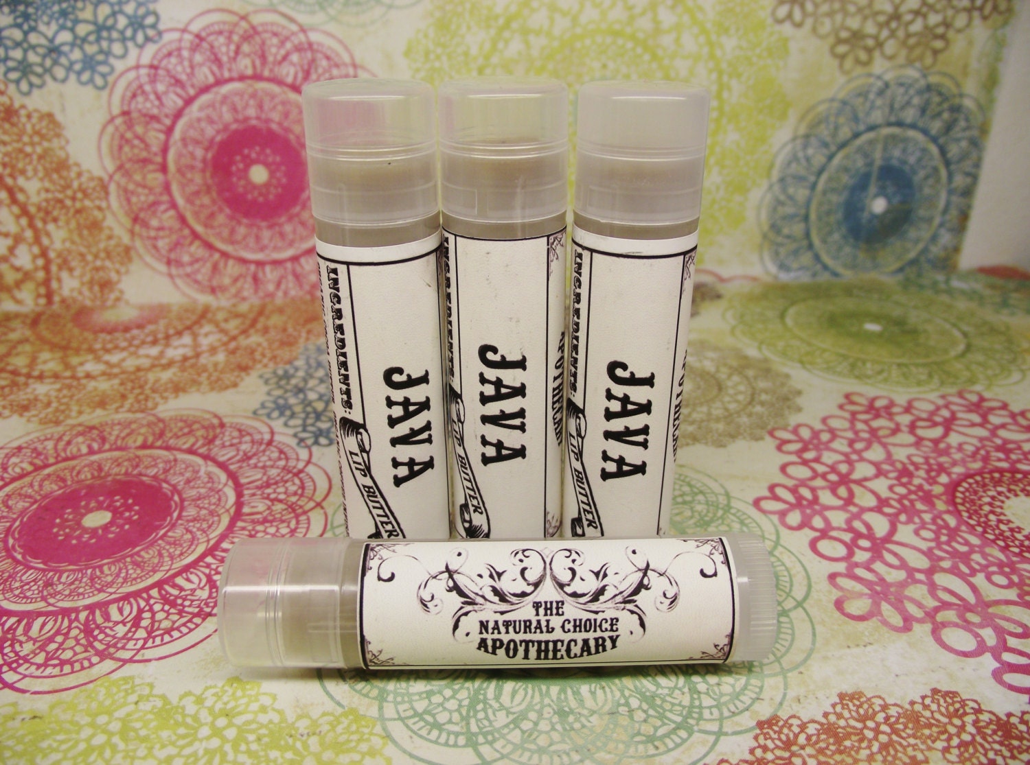Java Lip Butter, Natural Organic Fair Trade Coffee Infused Lip Balm - BPA free Handmade by The Natural Choice Apothecary