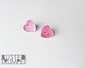 Bubble Gum Pink Heart Rhinestone Cluster Earrings - Valentine - Wedding Bridal Party or Bride - Surgical Steel Posts