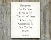 Happiness Can Be Found Harry Potter Quote Poster Print Inspirational Typography Antiqued Vintage Albus Dumbledore