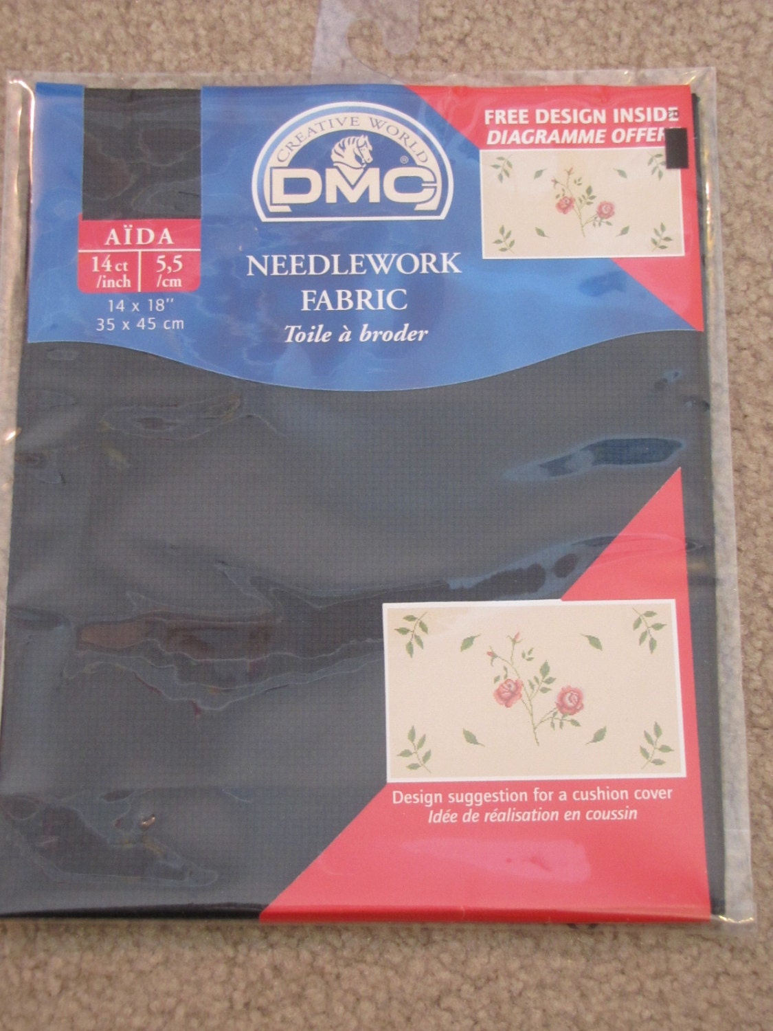 DMC 14 ct. Black Aida cross stitch fabric by BeadingBeeCreations