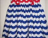 Girls toddlers knot-dress red, white, blue 4th of July size 3T thru 8 girls dress