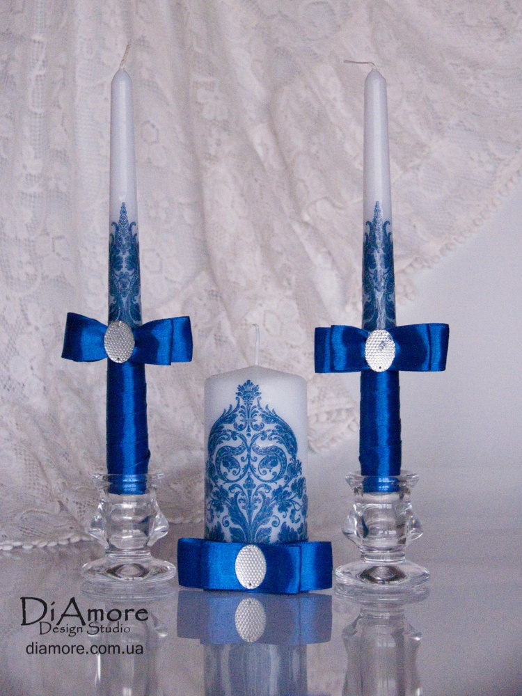 royal blue Wedding Unity  candles   from the collection DAMASK