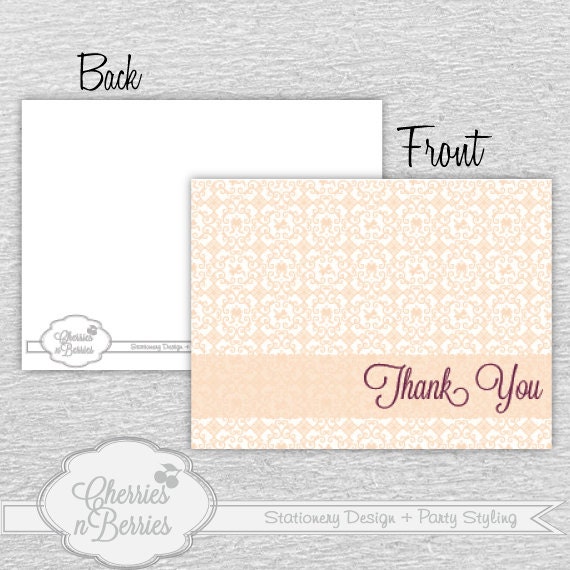 Pink Arabesque Background Printable Thank You Card Il_170x135