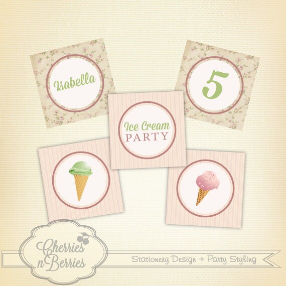 Ice Cream Party. Printable Cupcake Toppers Il_570xn