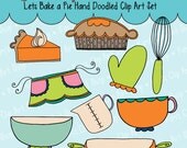Pie Doodles Hand Drawn Clip Art Set, clipart, baking clip art, baking clipart, digital clip art, clip art