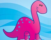 Brontosaurus Art Print, Kids Room Wall Art, 8x10, Dinosaur Art, Giclee Print