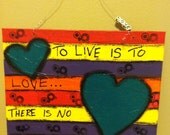 Mixed media original Wall art Heart love colorful canvas painting