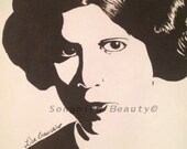 Princess Leia, Star Wars, Carrie Fisher, Celebrity Portrait, 9x12 Portrait, Acrylic Painting, Frame