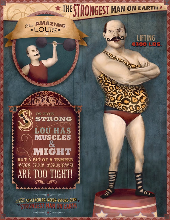 Strong Man, Circus Star Louis Cyr, Archival Print by Carlyn Beccia, 8 x 10 Print