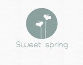 Logo - Premade & Custom logo - Sweet spring  logo, blue flower, custom colors and font, modern and clean graphic design, logo template