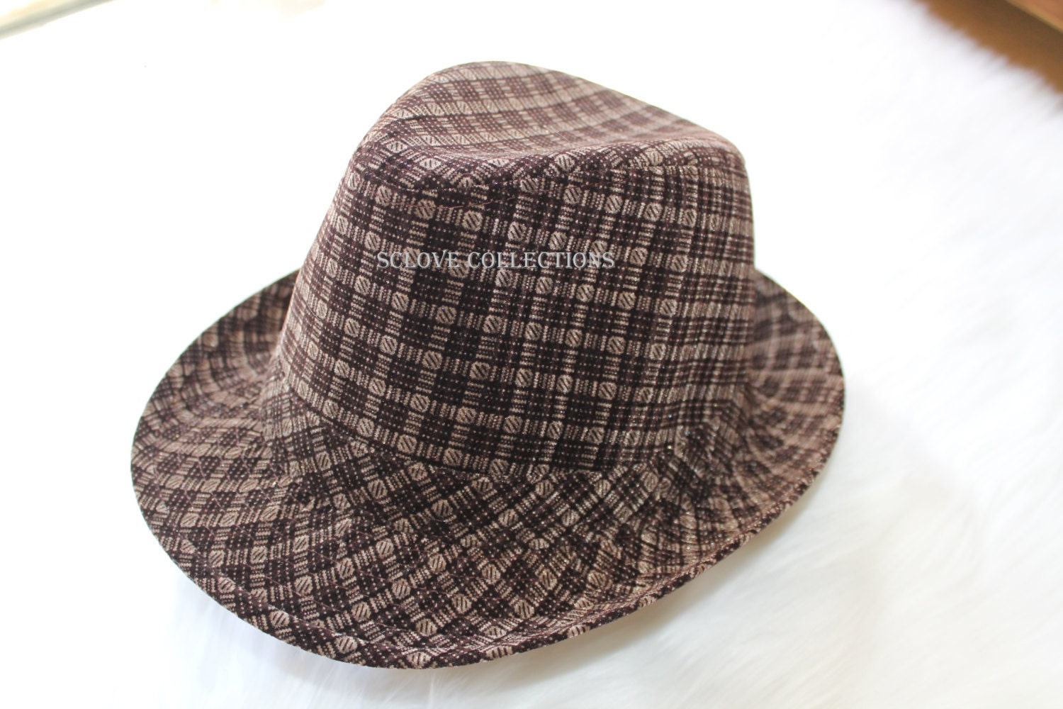 Fedora Fancy Vintage Burgundy Black Stripes Premium Trendy Fashion New Style ( Spring Fedora Hat Cap Visor) CLEARANCE SALES SCLove