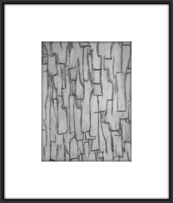 OOAK Original Mixed Media Modern Abstract Painting 11.7x8.3 "The Abstract Sketching of Cave"