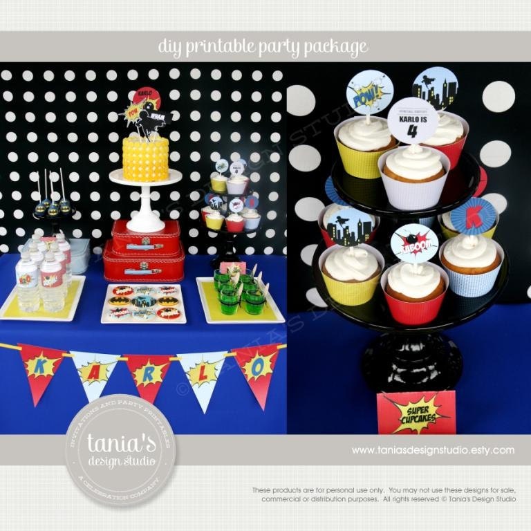 Superhero Printable Birthday Party Package by tania's design studio