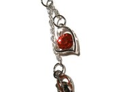 Shoe Lover Keychain, Bag charm, Purse Charm, Red and Silver, with Rhinestone Heart, High Heel Shoe, for tween, teen girl, women