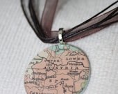Personalized Travel Map Pendant Necklace