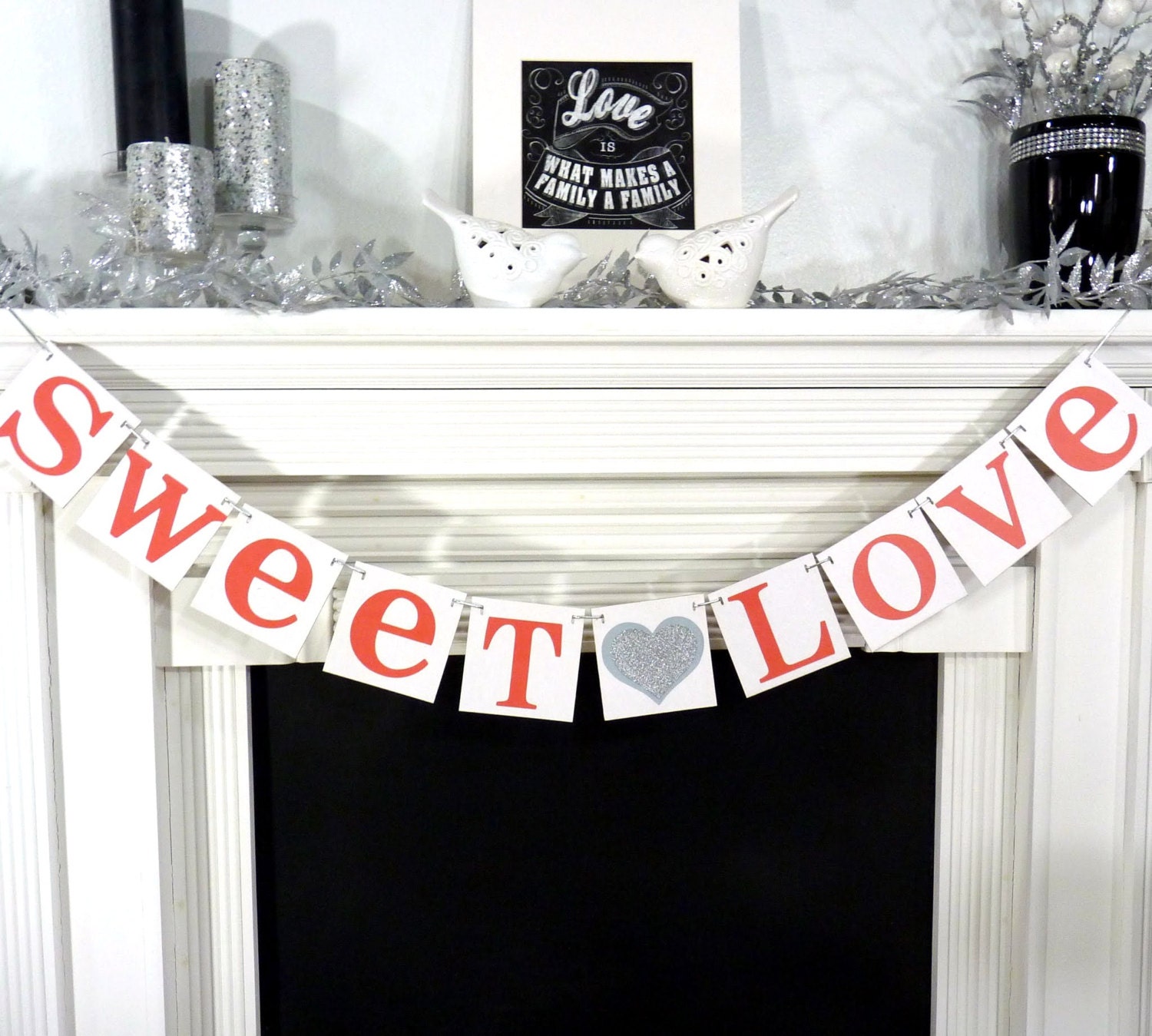 Sweet Love Wedding Banner/ Wedding Decoration/ Garland/ Bridal Shower / Photo Prop- Signage/ Reception Decor/ You Choose the Colors