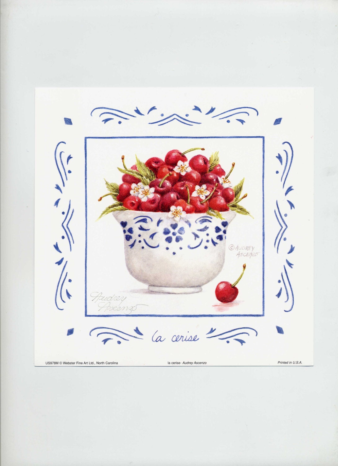 La Cerise Cherry Fruit Cup - 7 x 7 -Open Edition Signed Art Print