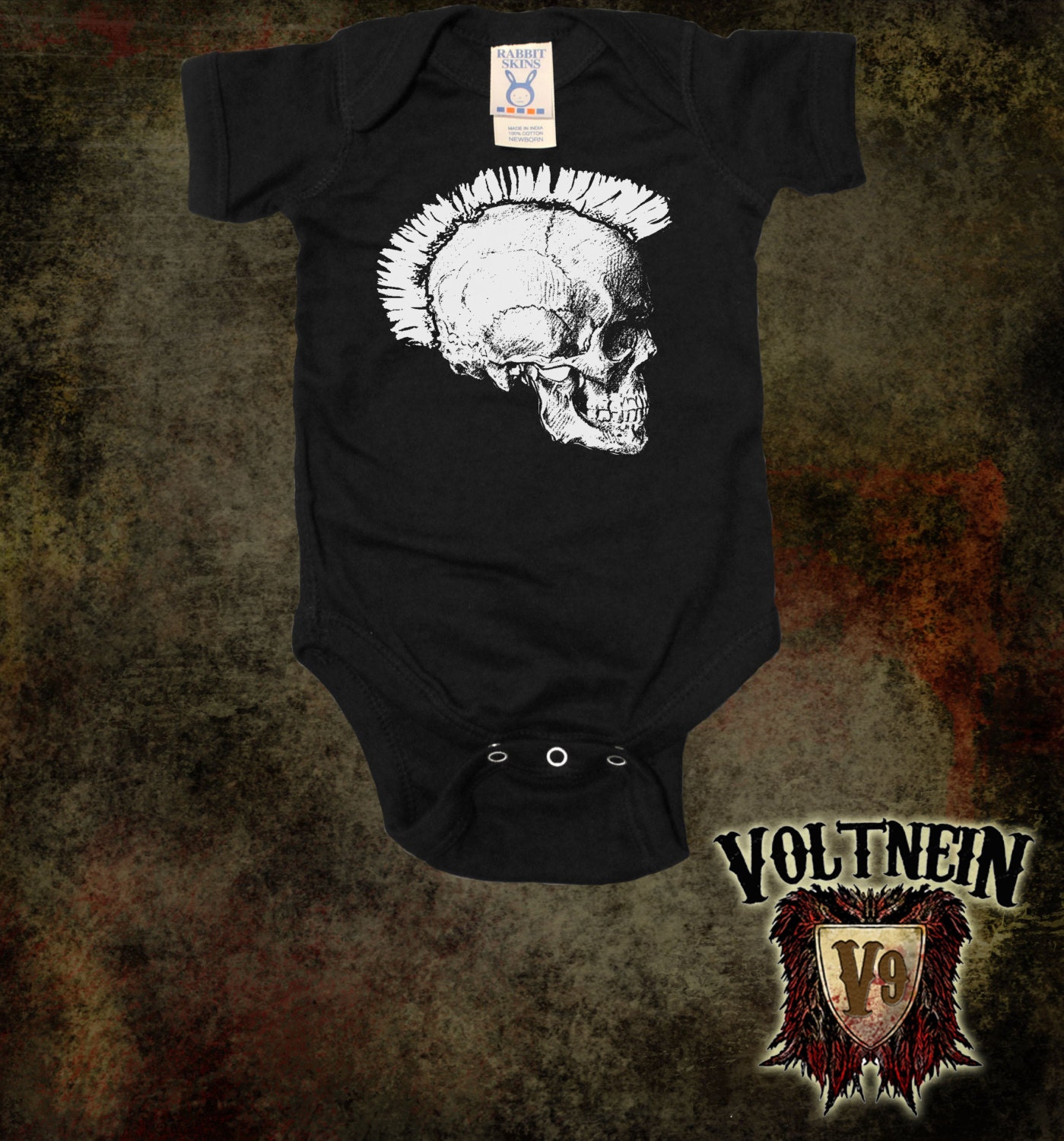 Mohawk Skull Baby Onesie