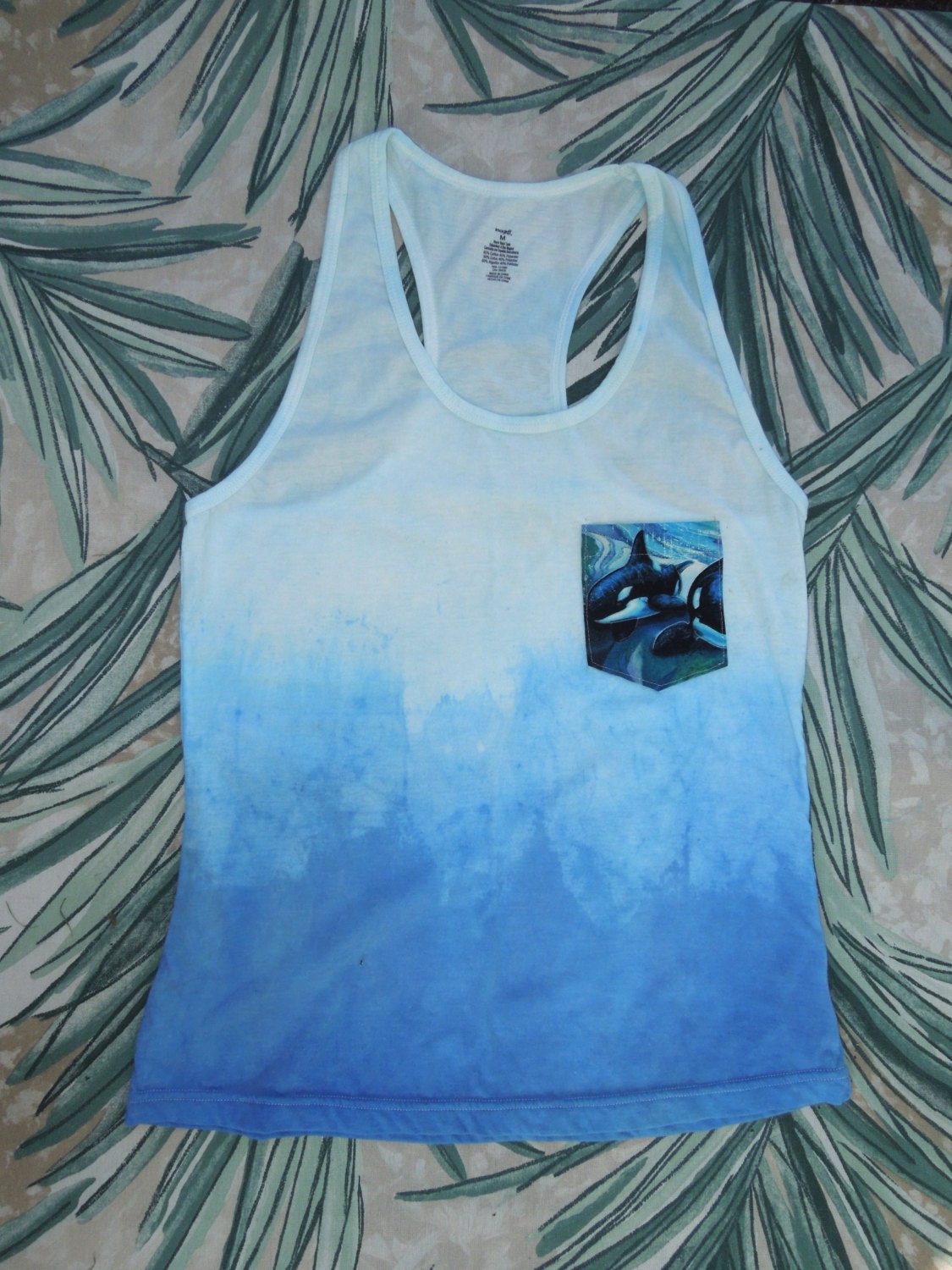 Dip-dyed Racerback Tank with Killer Whale Pocket