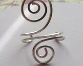 Sterling Silver Ear Cuff, Spiral, Circles, Square Wire, Wire Wrapped, Handmade, Beach, Summer, Wire SculptedVacation, Wedding