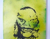THE CREATURE // Stencil, spray paint on canvas 18x11"