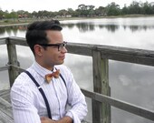 Mens Bow Tie - Recycled Orange and Maroon Plaid Adjustable Butterfly Bow Tie
