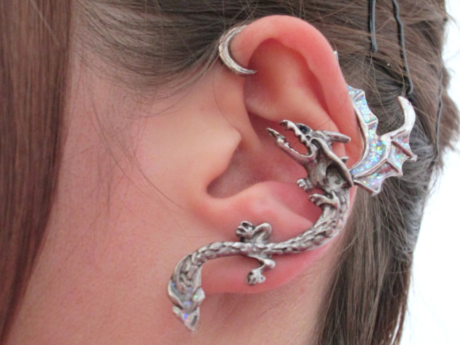 Balerion Dragon ear cuff,Gothic punk dragon earring,Dragon earring,Dragon,dragon ear wrap,Dragon Wrap Earrings, Dragon gauge,Dragon earring