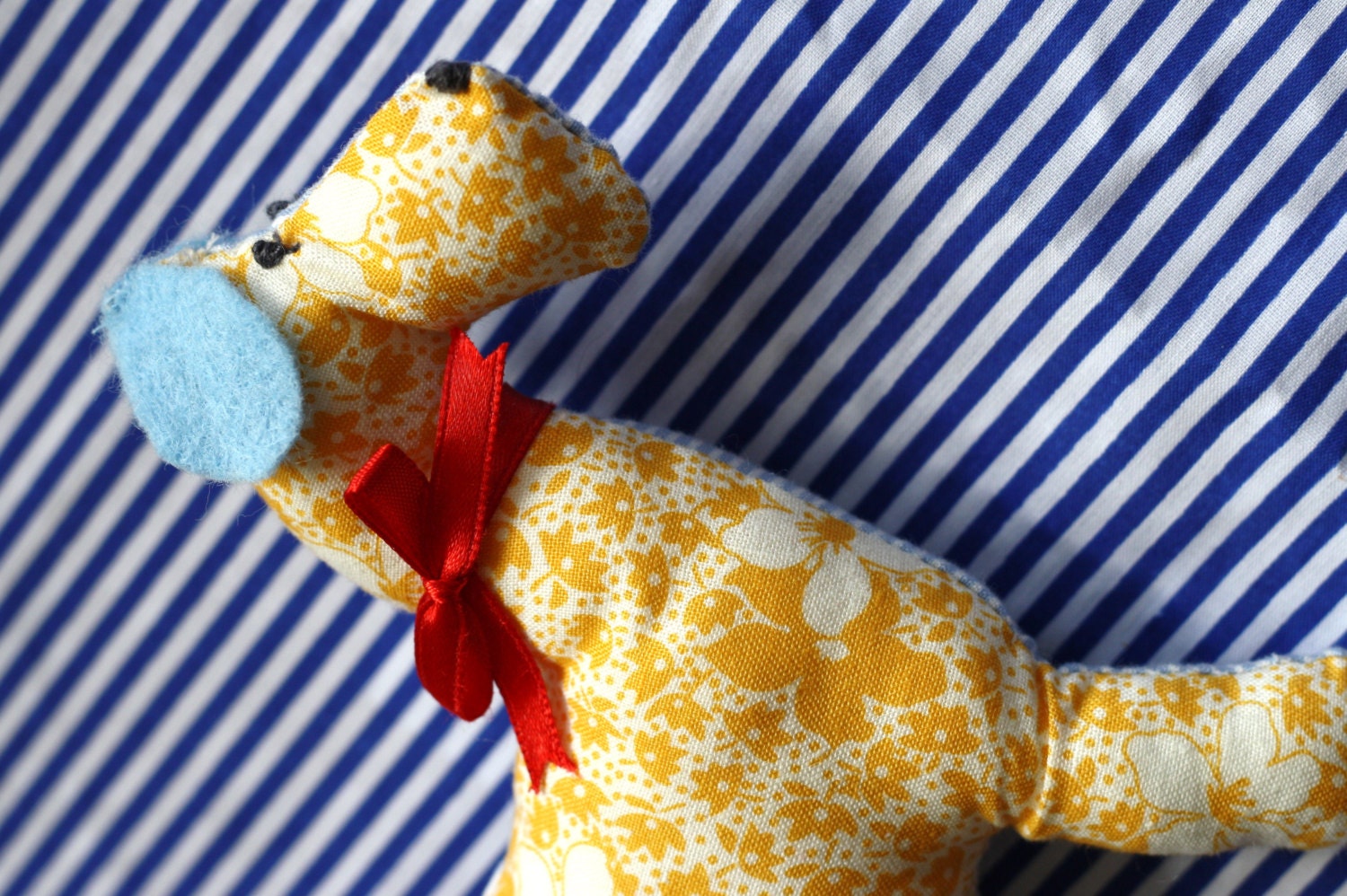 Pierre Posh Pooch Plush Dog Vintage Floral Print Stuffed Toy Baby Shower Keepsake