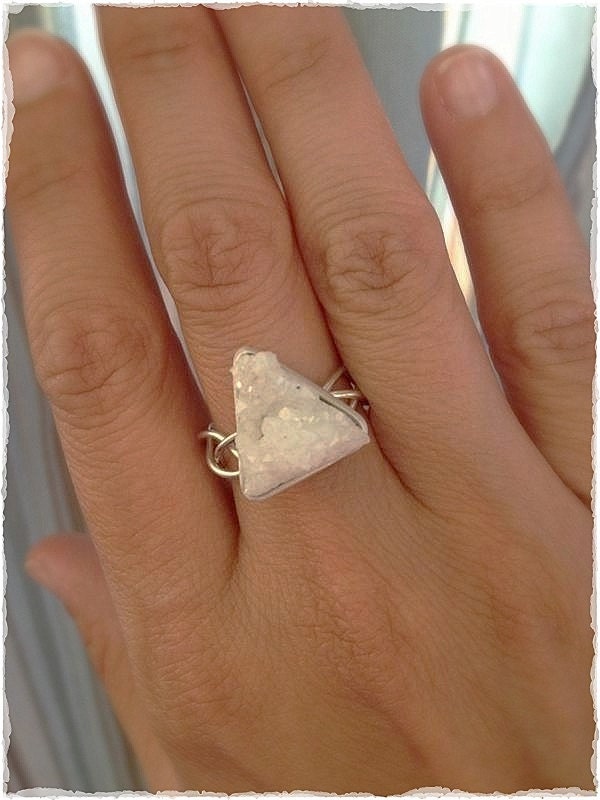 Angel Aura Druzy Quartz and Sterling Silver Ring