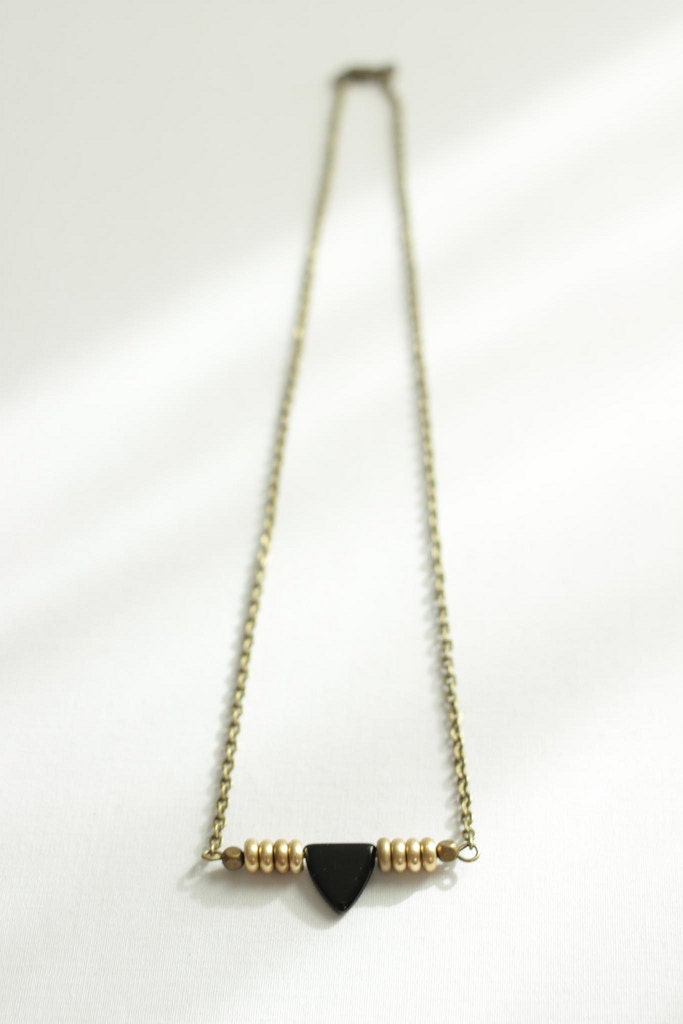 Black Triangle Necklace with Arrow on Collar Choker Necklace