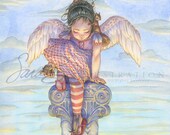 Little Angel Print - Squirrels and Chimpmunks with Angel of Love